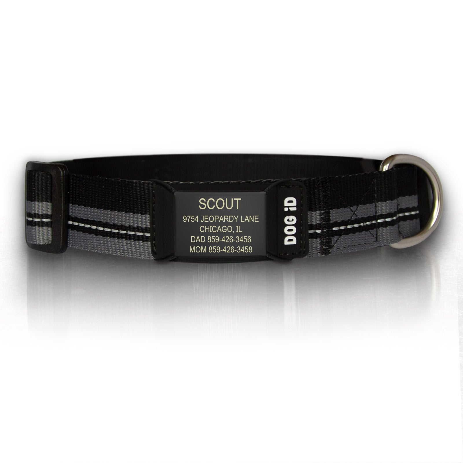 Rock Solid Collar ID ID Med/Large Graphite Black