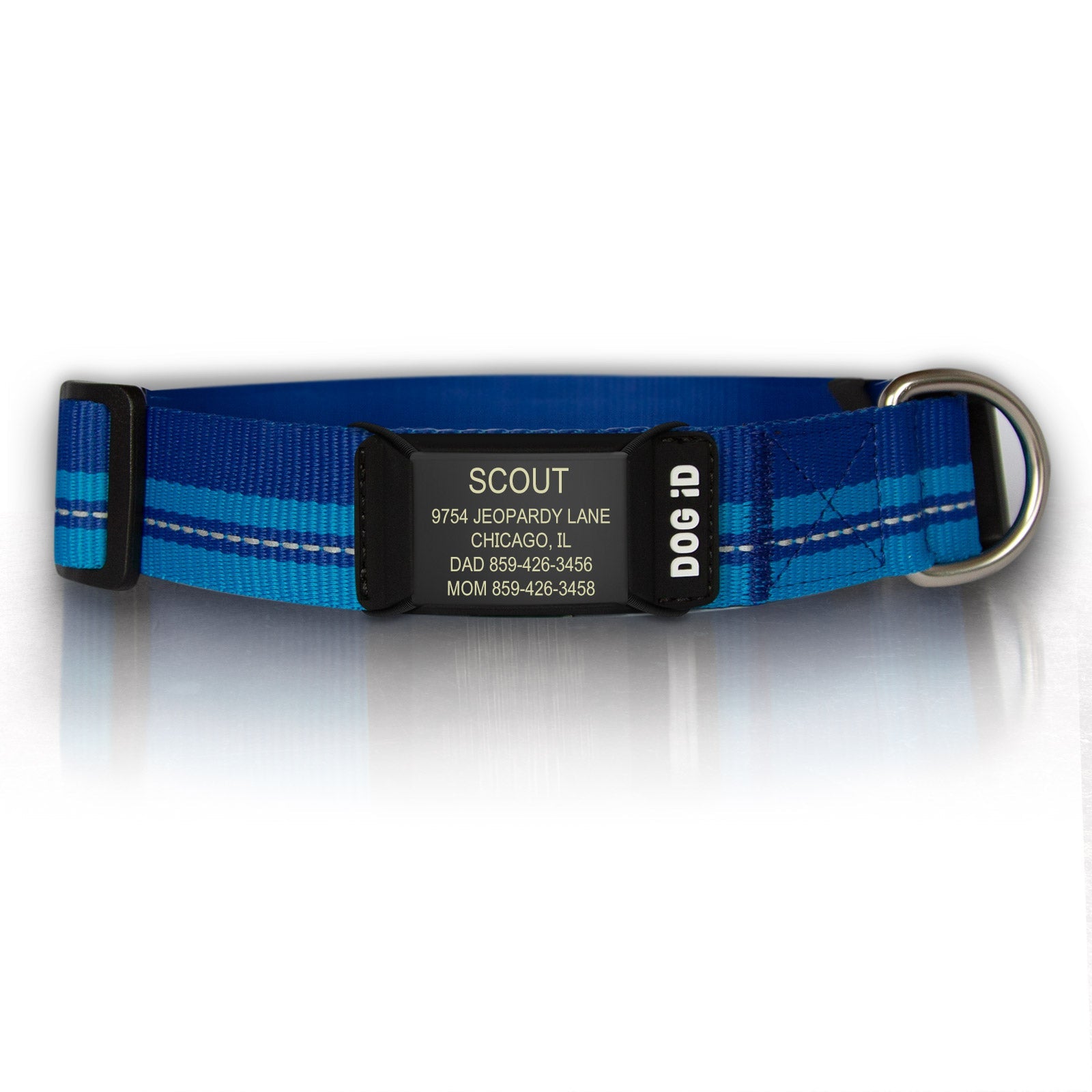 Rock Solid Collar ID ID Med/Large Graphite Blue