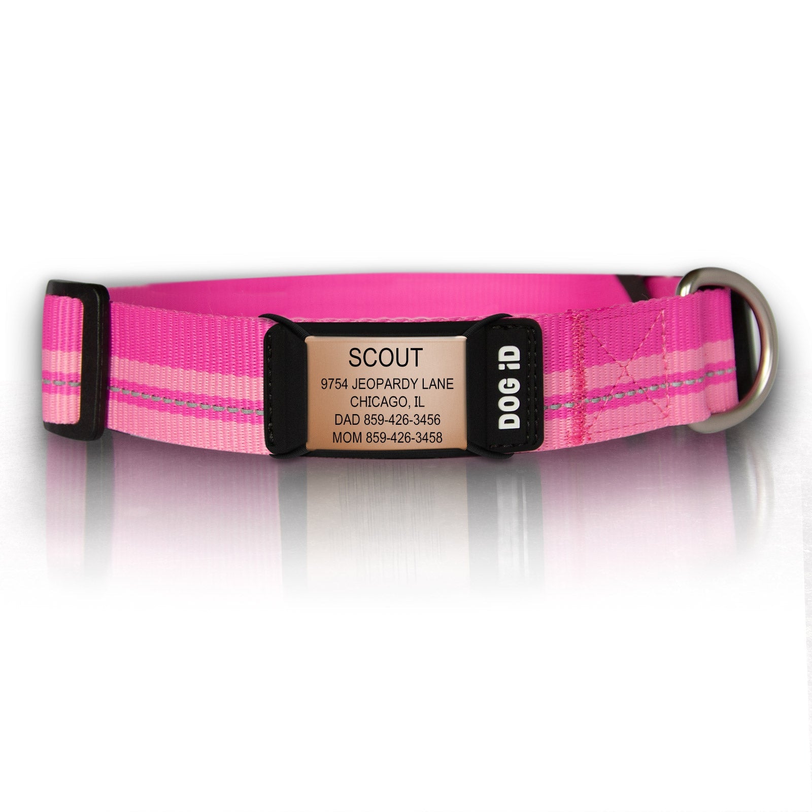 Rock Solid Collar ID ID Med/Large Rose Gold Pink
