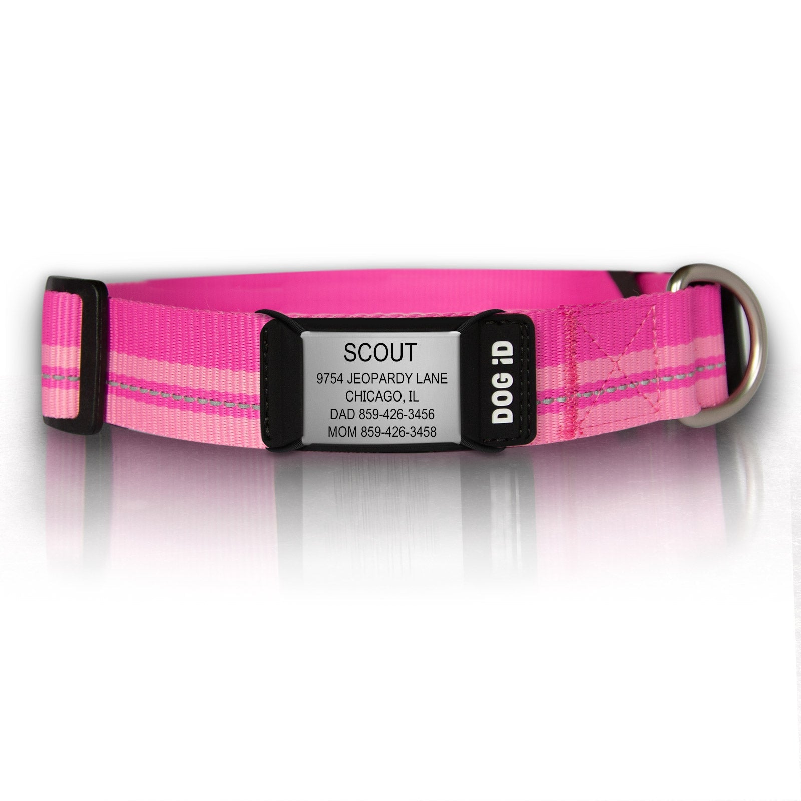Rock Solid Collar ID ID Med/Large Slate Pink