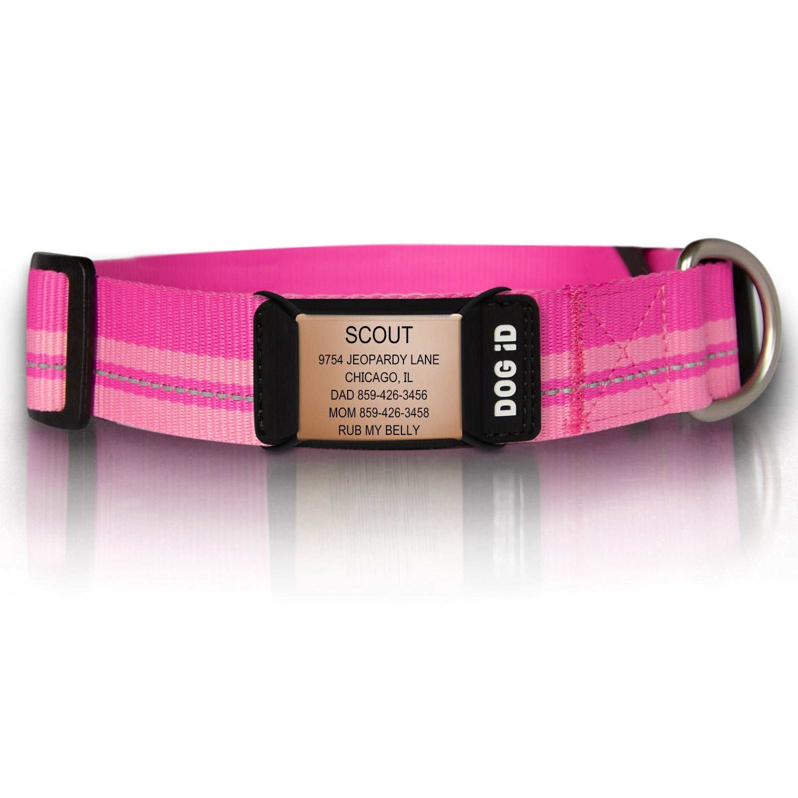 Rock Solid Collar ID ID X-Large Rose Gold Pink
